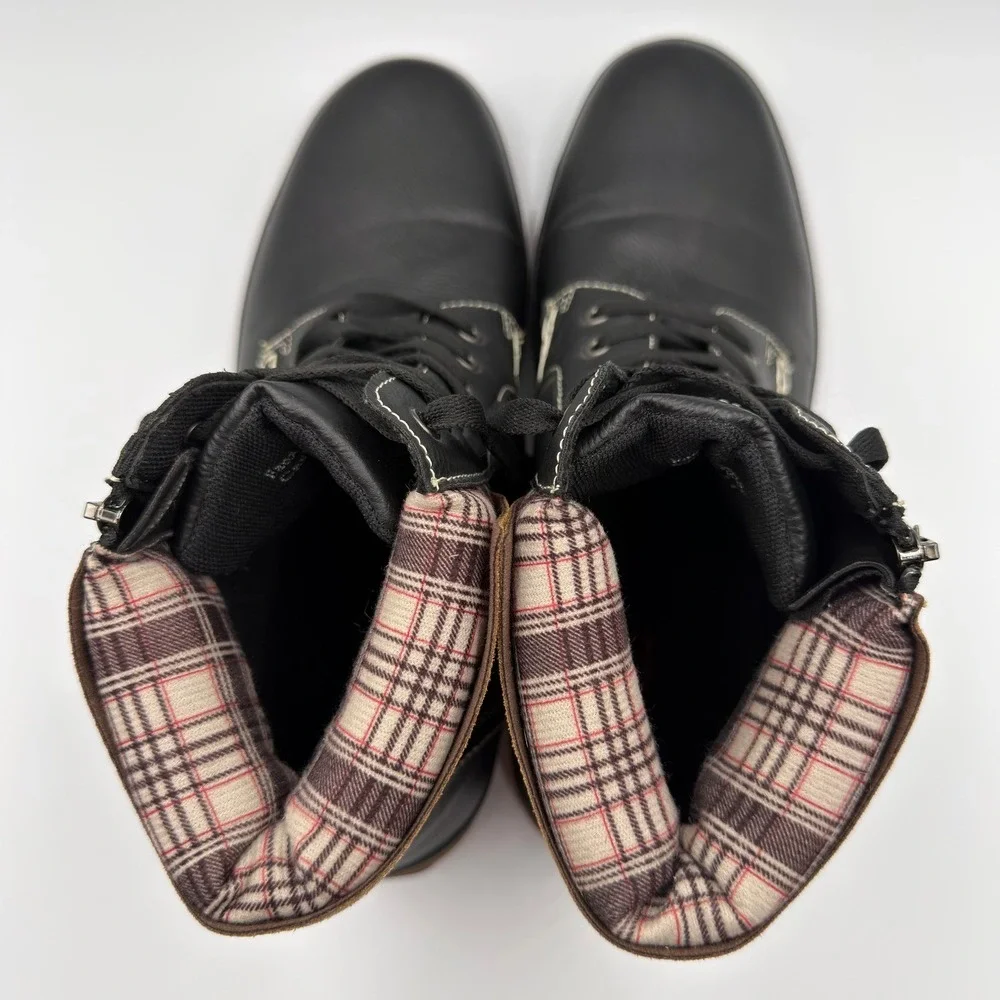 Carlos by Carlos Santana Solo Mens Black Faux Leather Plaid Boots Size 11